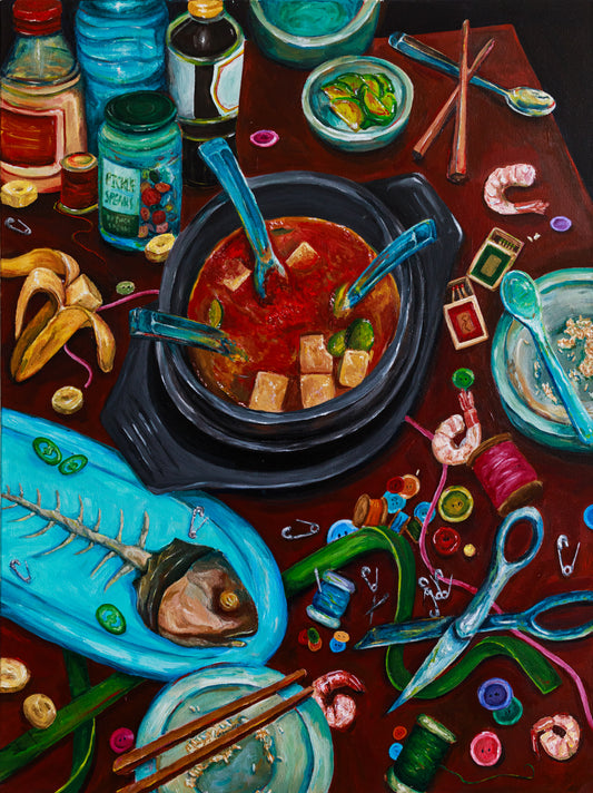 Jeeone Han, Why Bother, 2024, acrylic on canvas, 30”x40”